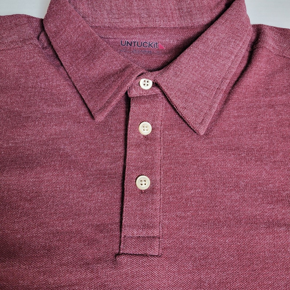 UNTUCKit‎ Mens Red Heathered Long Sleeve Polo Shirt XLarge Cotton Blend